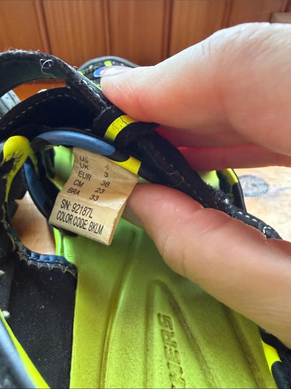 Skechers Kids Black and Neon Green Athletic Closed-Toe Sandals